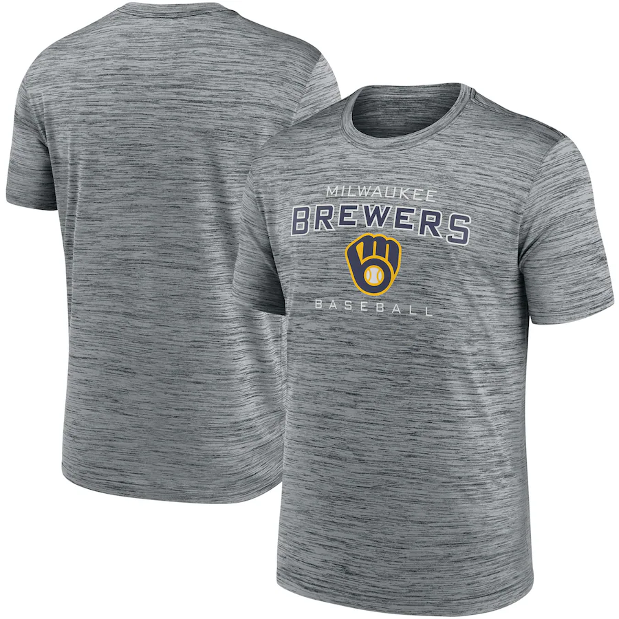 Men's Milwaukee Brewers Grey Velocity Practice Performance T-Shirt